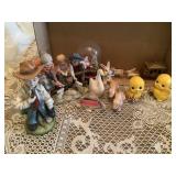 Misc figurines, tallest is 7',