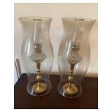 2 kerosene lamps with globes, 13.5'H
