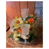 Candle floral arrangement & metal candle holder