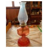 Kerosene lamp glass 19' tall light red color