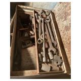 Metal toolbox w/contents, wrenches, pliers,