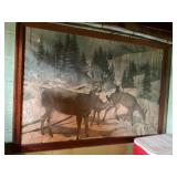 Wall hanging deer picture, bring tools, wood