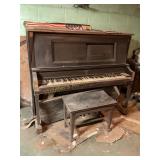 Brewster New York player piano, bench & music