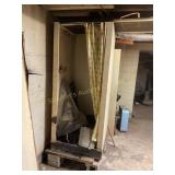 Metal shower, stall, galvanized, mop, bucket,