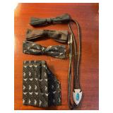 3 bowties, arrowhead bolo tie, etc