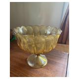 Pedestal, amber bow, anchor hocking?, 9' x 7.5ï¿½