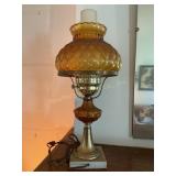 Amber diamond quilted electric lamp, marble