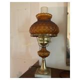 Amber diamond quilted electric lamp, marble