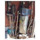 60 gal air compressor, not tested, yard tools,