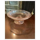 Pink depression glass compote bowl, 10'D