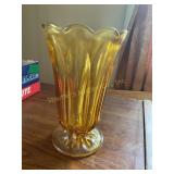 Amber footed glass vase, anchor hocking? 8' tall