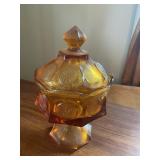 Fostoria coin pattern lidded candy dish,  8.5'