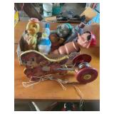 Wood pull toy dog, w/bell- works, 5 Soaky bath
