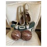 Duckpin, bowling balls, bag, shoes, size