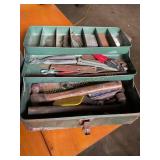 2 metal tool boxes w/contents, electric drill,