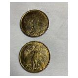 2 goldtone guardian angel pocket token 1' dia, 1