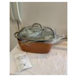 Copper chef deep square pan with Fry basket,