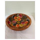 Wooden painted bowl-11' d