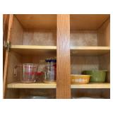Contents of 1 shelf - Pyrex - 2c glass measurer,