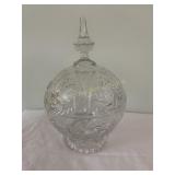 Clear crystal pedestal bowl w/ lid 10 1/2' x 6