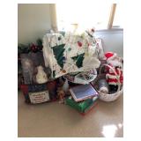 Misc Christmas lot, throw, crocheted, Mr. and