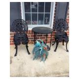 4 pc porch wrought iron chairs,-15' dia, 34'