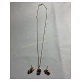 10 kt gold necklace-17' & pierced earrings 1/2?,