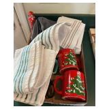 Misc dish towels, mugs, scissors etc