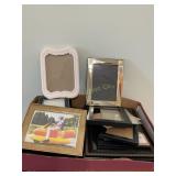 Misc picture frames, wood, ceramic, metal,, 10' x