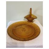 Amber Tiara Indiana serving platter sawtooth, 12