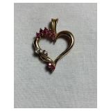 10 kt pendant, 1', glass stones
