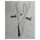 925 silver necklace-17', pierced earrings 7/8',