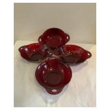 4 Anchor hocking Royal ruby red berry dessert