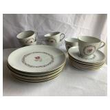 18 pc. Bareuther Waldsassen pink rose dishes-