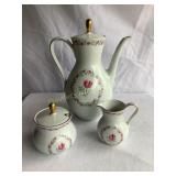 Bareuther Waldsassen pink rose tea pot, 9.75"H,