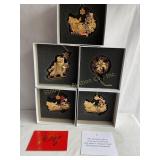 5 Danbury mint annual gold Christmas ornaments