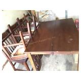 High top dining room table w/6 chairs w/built in
