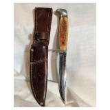 Case hunting knife, 4" blade, stag/bone handle,