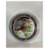 PA Ruffed grouse, mtn. laurel round,1 Troy oz.