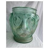 Green glass mold- blown lion head figurative j