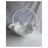 Fenton? White milk glass hobnail ruffled edge