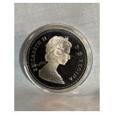 1886-1986 Silver proof Canada dollar coin,