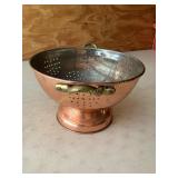 Copper colander, 9"D
