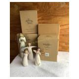 4 Willow Tree figures w/boxes, some show wear