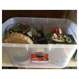 Misc. holiday decor lot- lights, houses, basket,