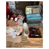 Misc vases, dolls, train cases cushioned, body