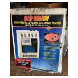 Glo-warm vent free blue flame, gas space heater,