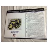 NFL New Orleans 50th anniversary patch & stat card