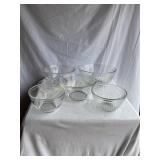 5 Pyrex mixing/baking bowls, 3 c,  6c,, 10 c