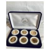 6 Pc $5 24 kt gold plated proof coin collection